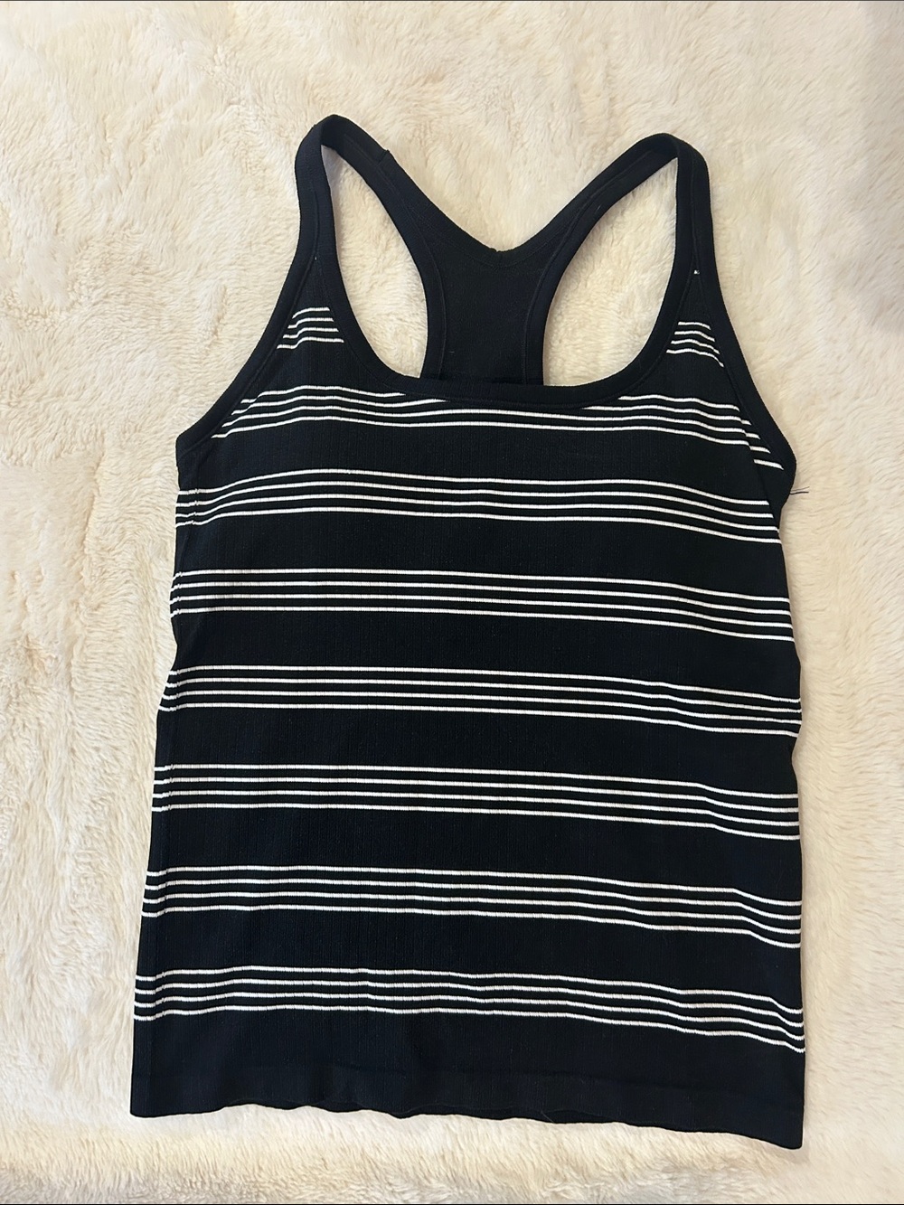 Black & White Striped Racerback Tank Top